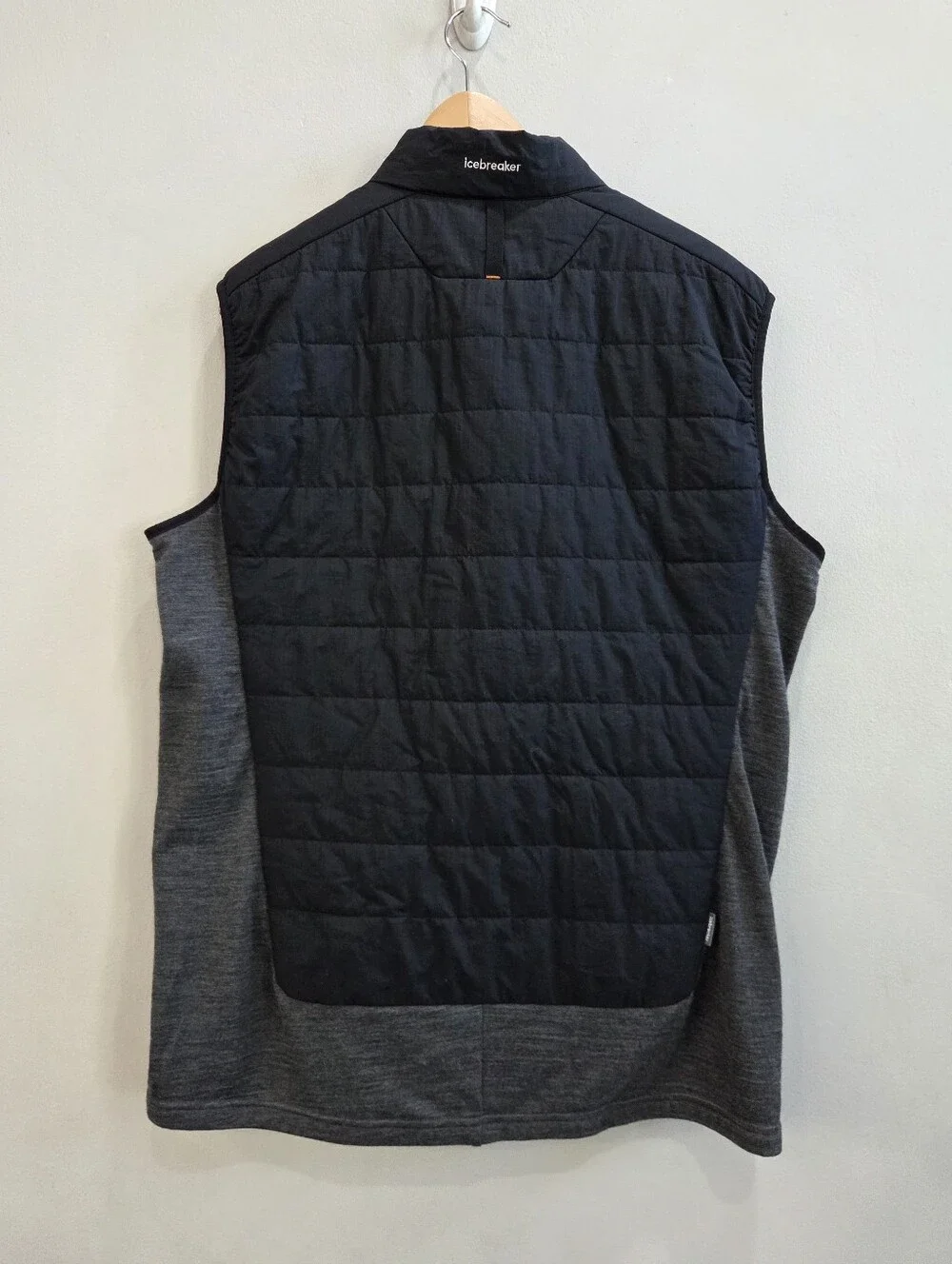 Icebreaker Vest Black Gray Cotton Wool Full Zip Hiking Outdoor Men's Size XL